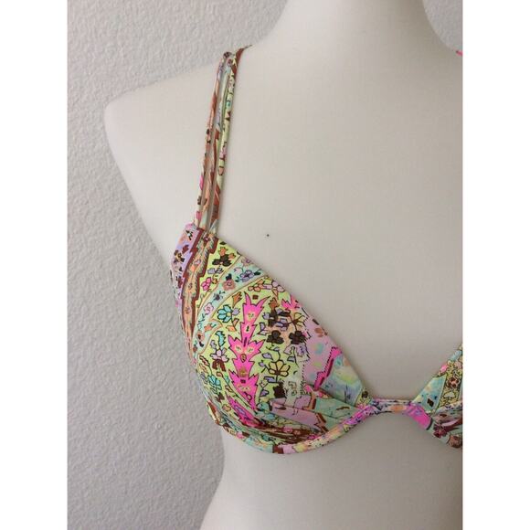 Victoria's Secret Bikini Top Pleated Multicolor Metallic Swimwear - Picture 2 of 6